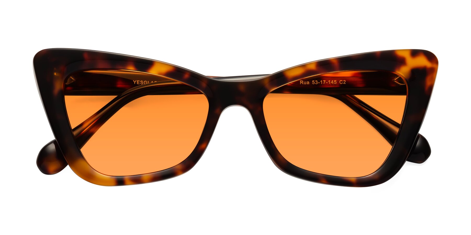 Folded Front of Rua in Tortoise with Orange Tinted Lenses