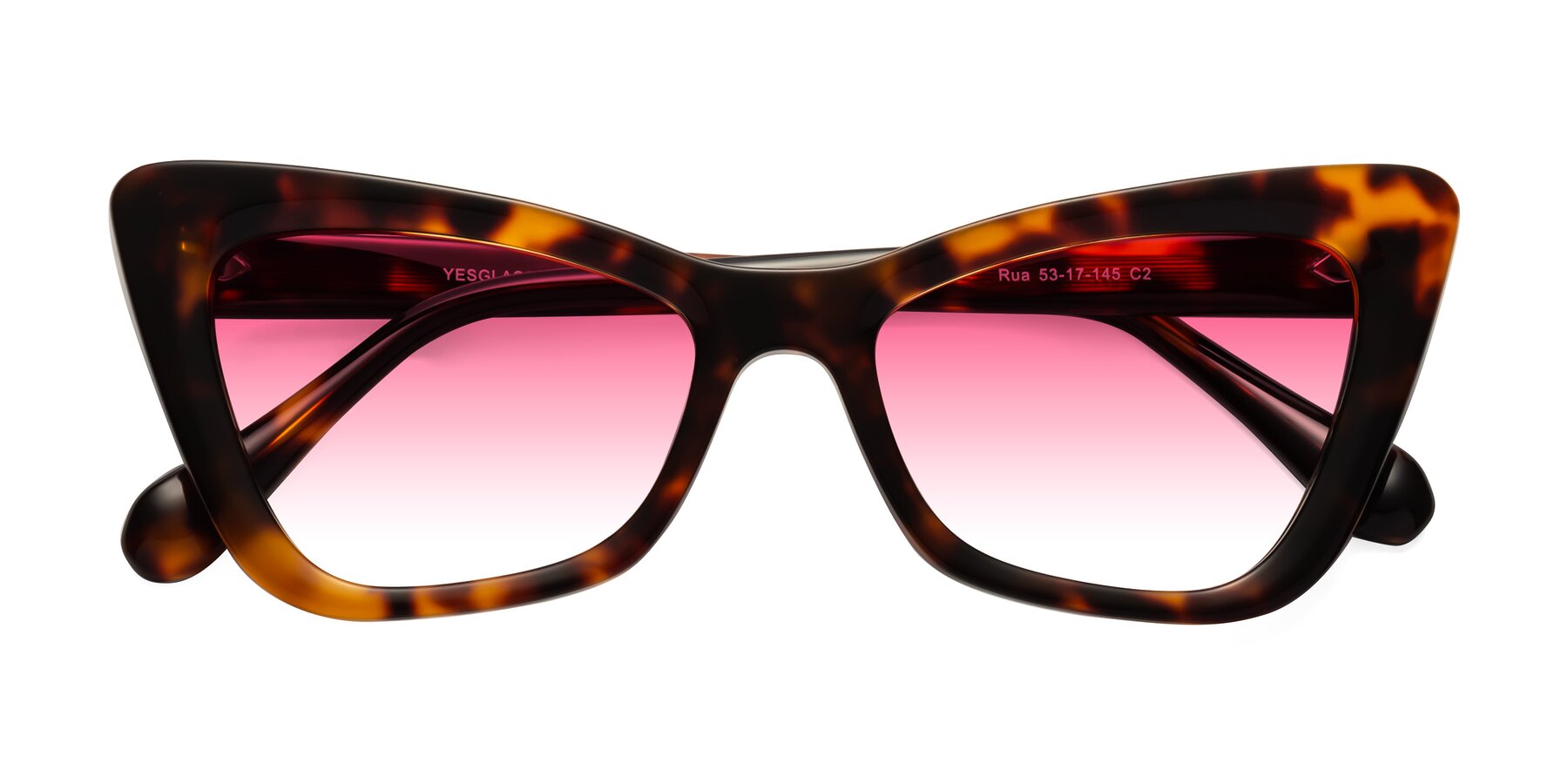 Folded Front of Rua in Tortoise with Pink Gradient Lenses