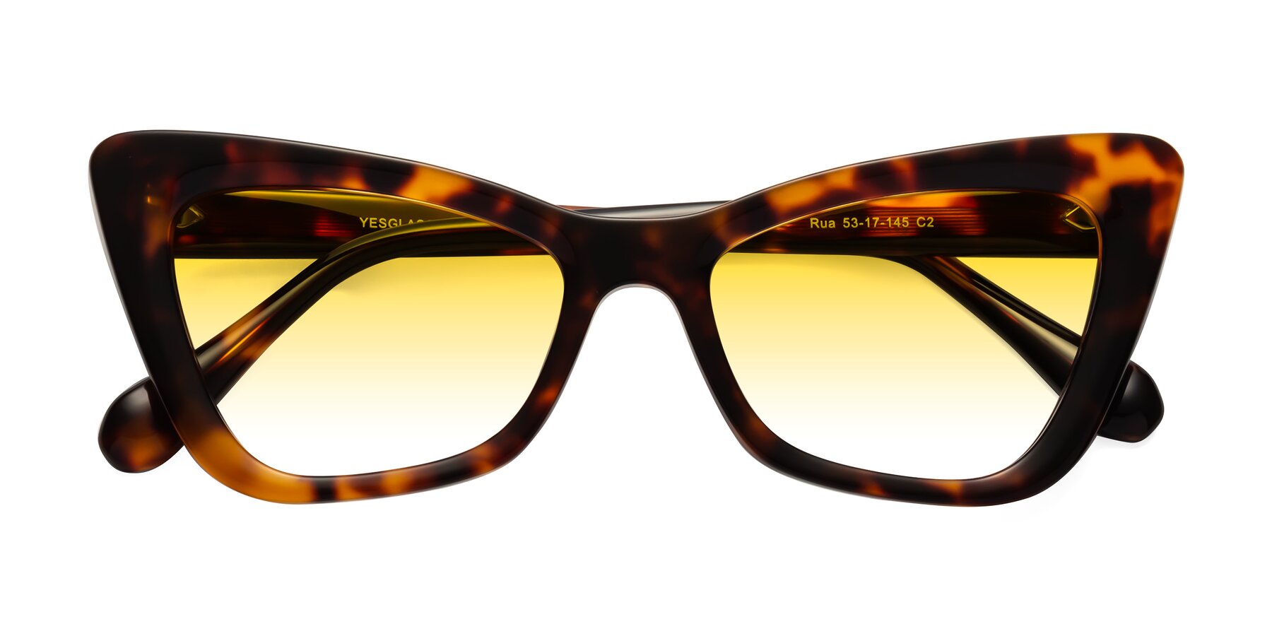 Folded Front of Rua in Tortoise with Yellow Gradient Lenses