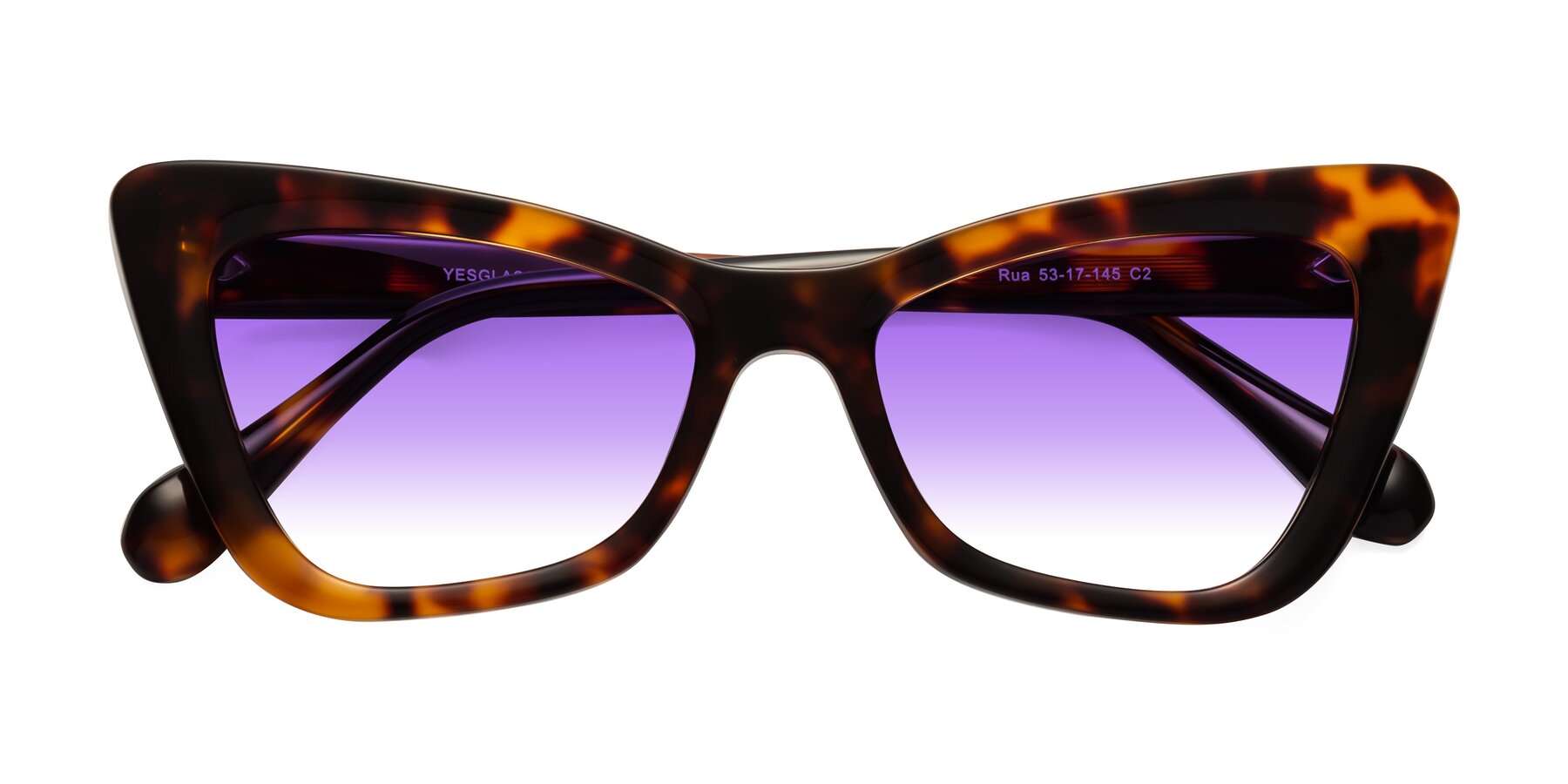 Folded Front of Rua in Tortoise with Purple Gradient Lenses