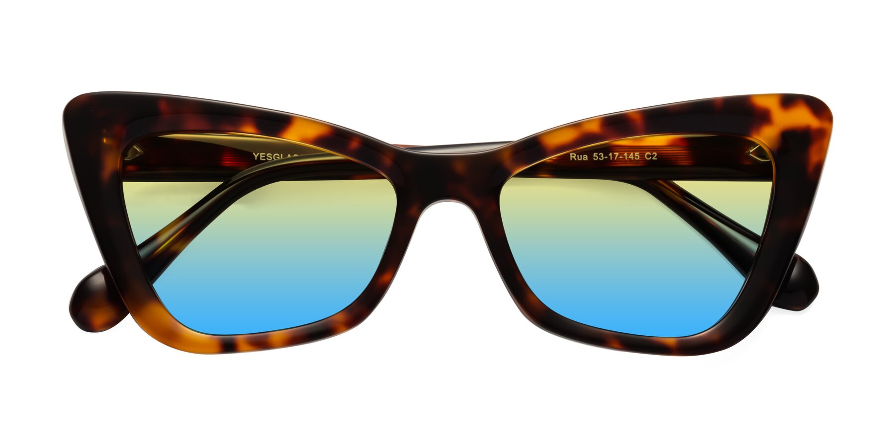 Folded Front of Rua in Tortoise with Yellow / Blue Gradient Lenses