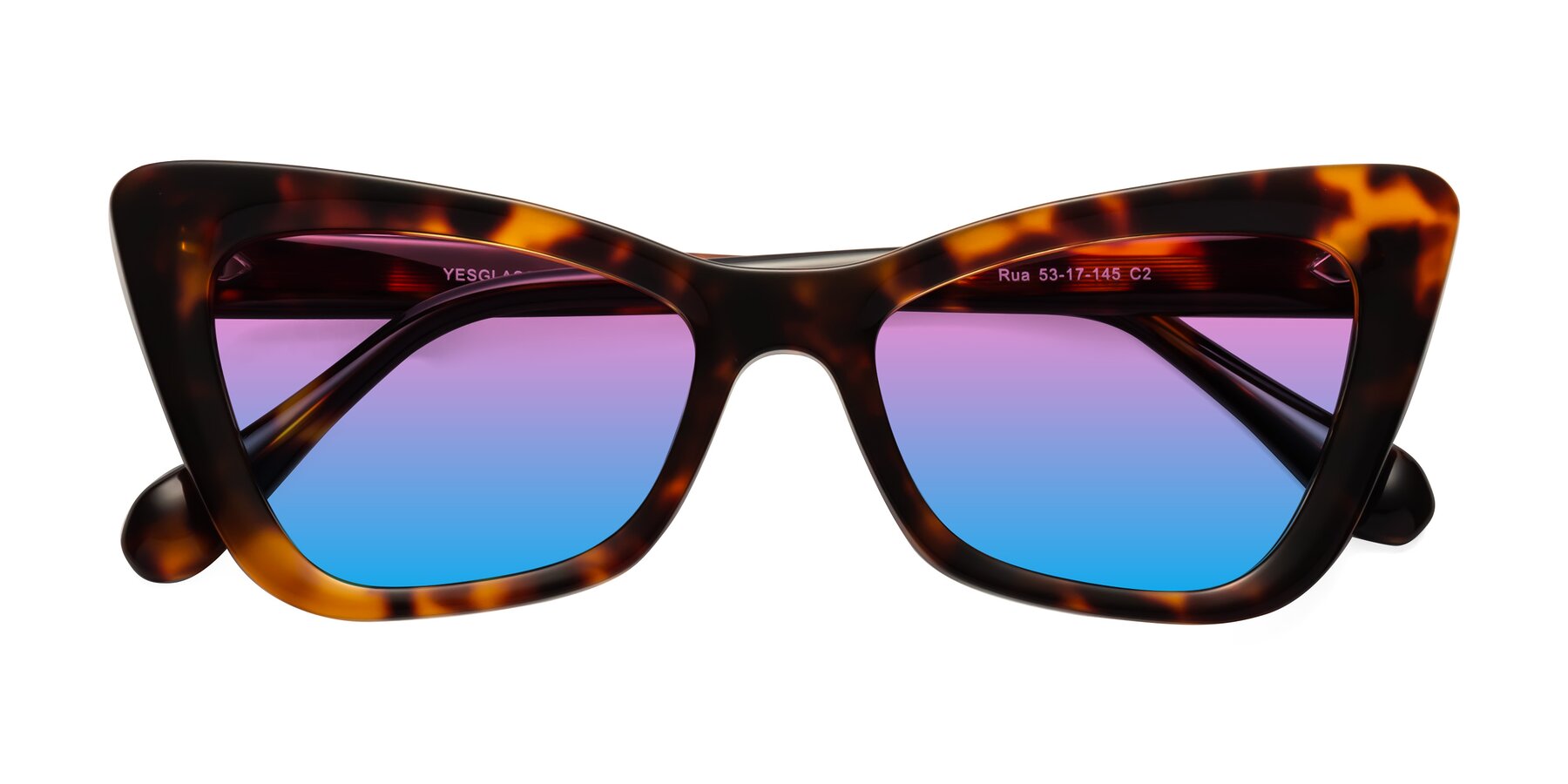 Folded Front of Rua in Tortoise with Pink / Blue Gradient Lenses