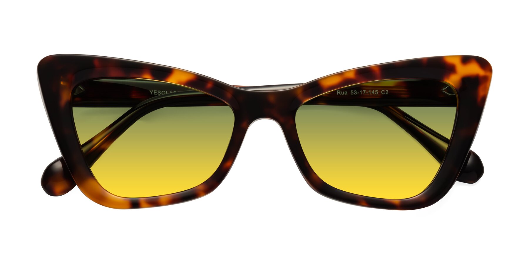 Folded Front of Rua in Tortoise with Green / Yellow Gradient Lenses