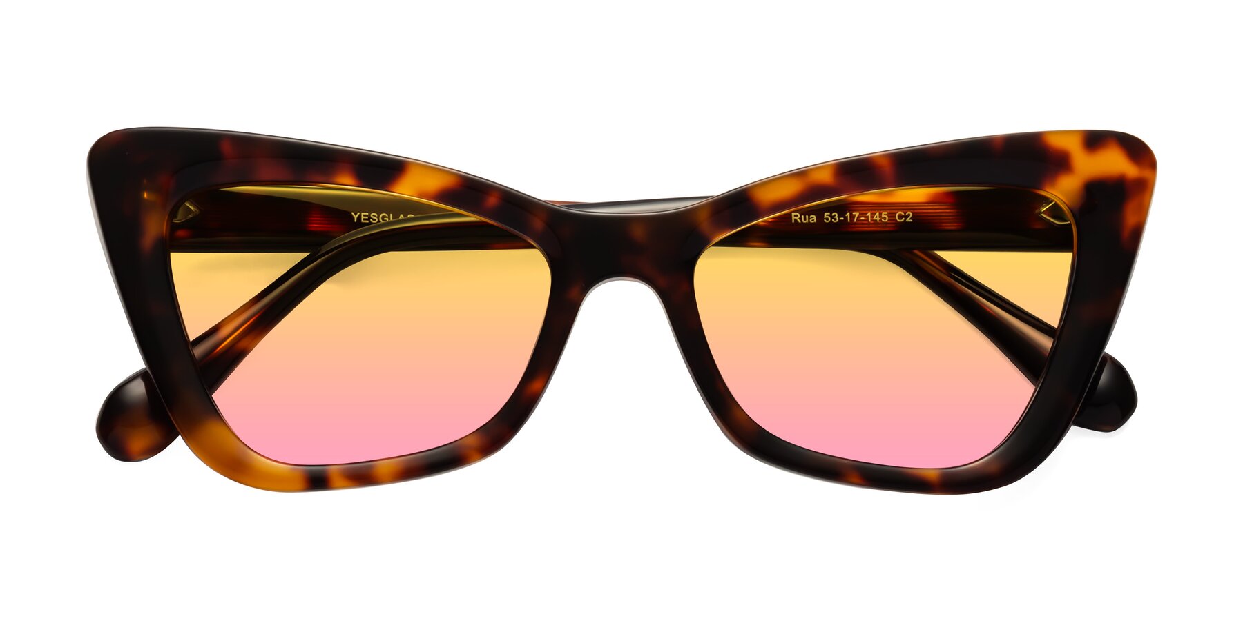 Folded Front of Rua in Tortoise with Yellow / Pink Gradient Lenses