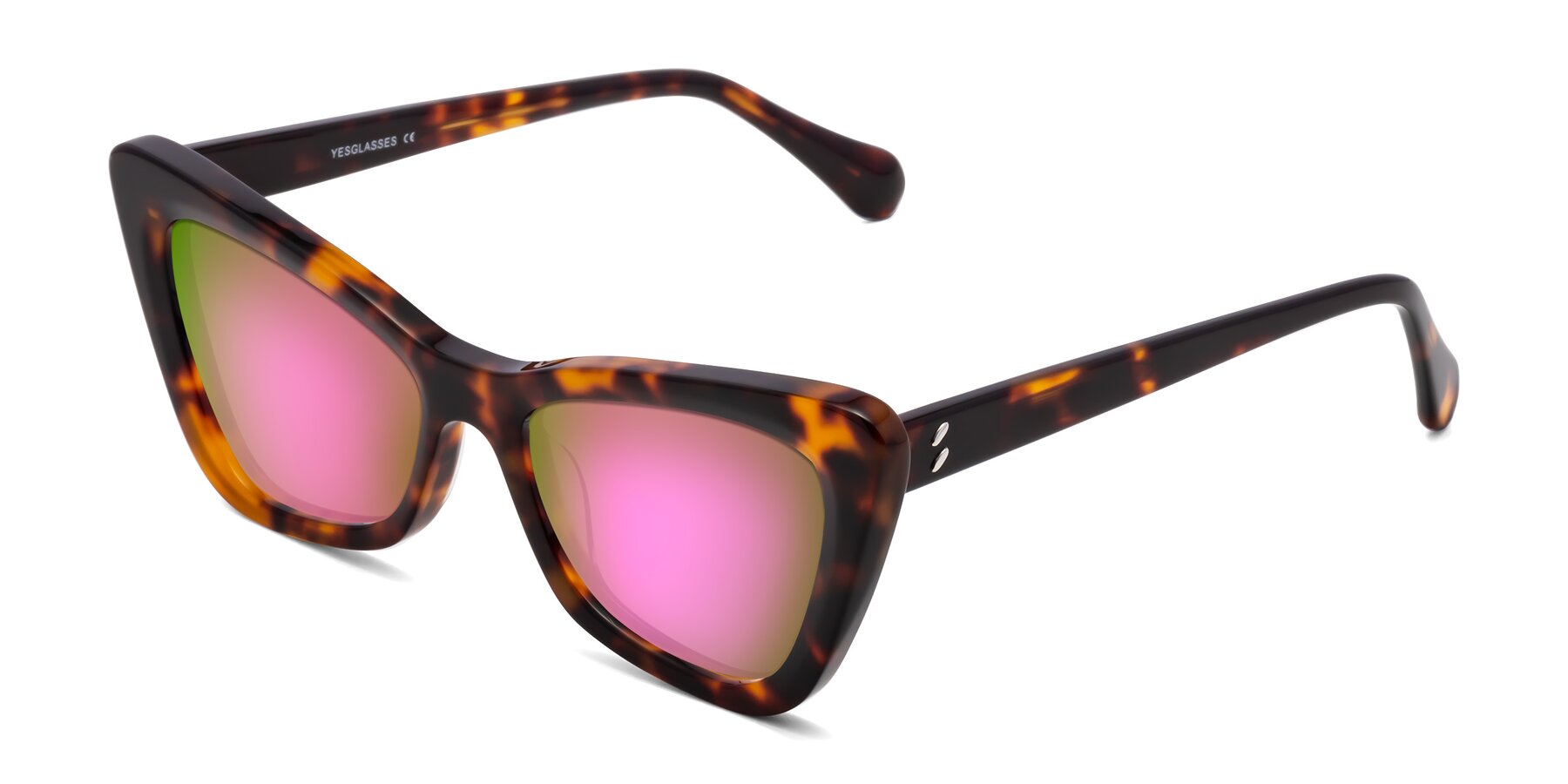Angle of Rua in Tortoise with Pink Mirrored Lenses