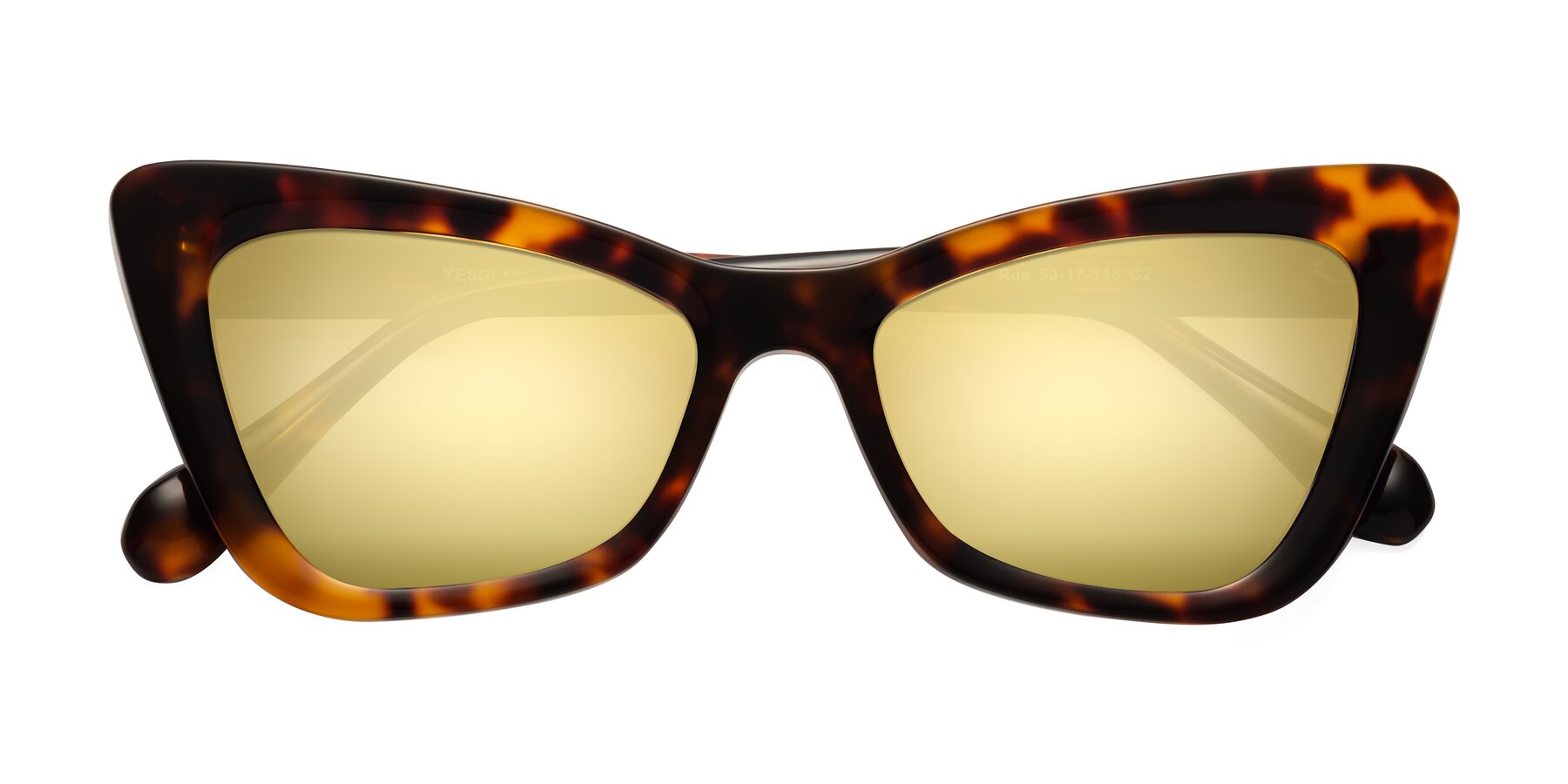 Folded Front of Rua in Tortoise with Gold Mirrored Lenses