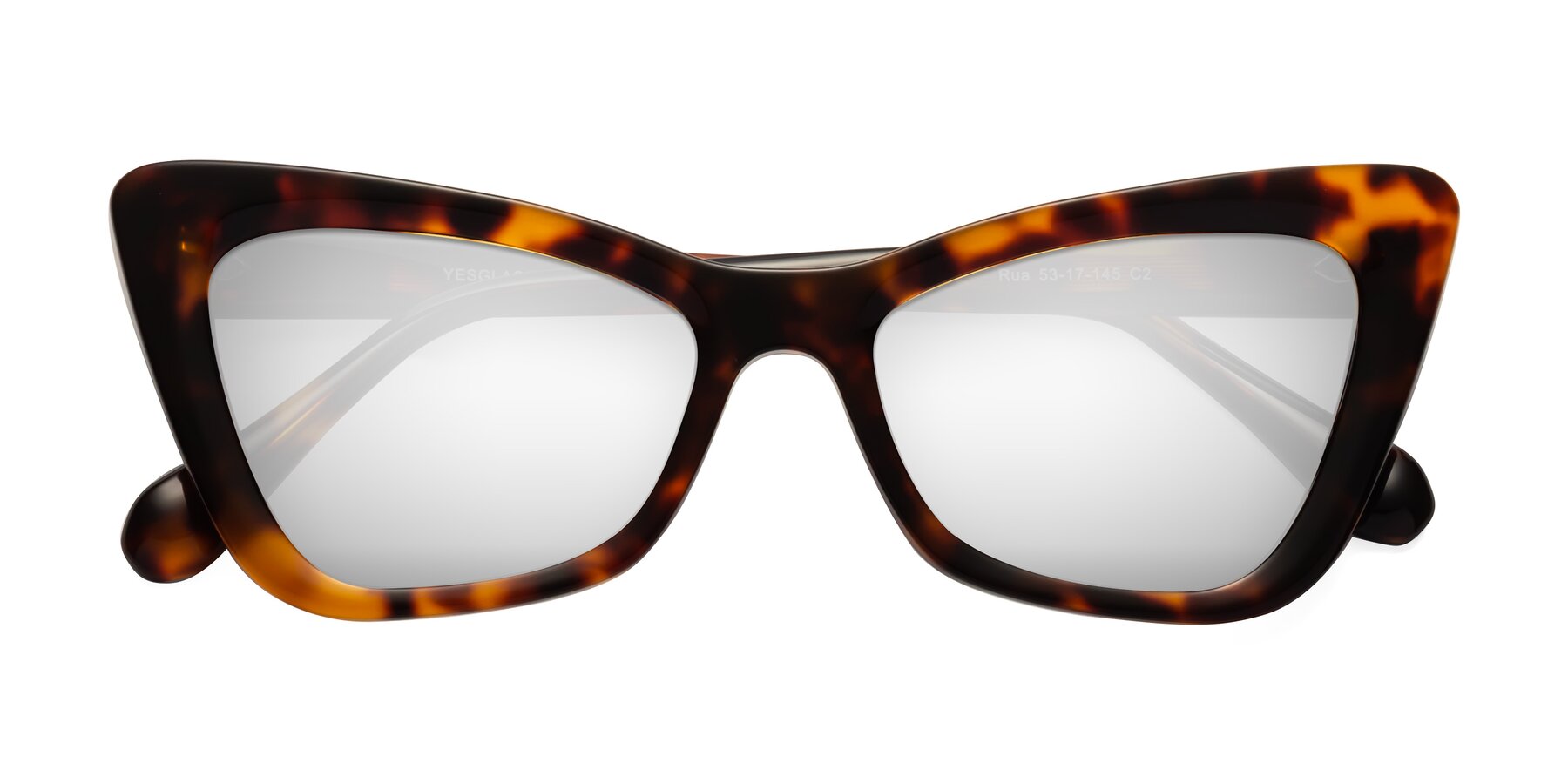 Folded Front of Rua in Tortoise with Silver Mirrored Lenses