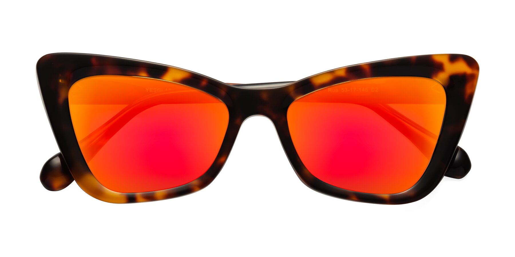 Folded Front of Rua in Tortoise with Red Gold Mirrored Lenses