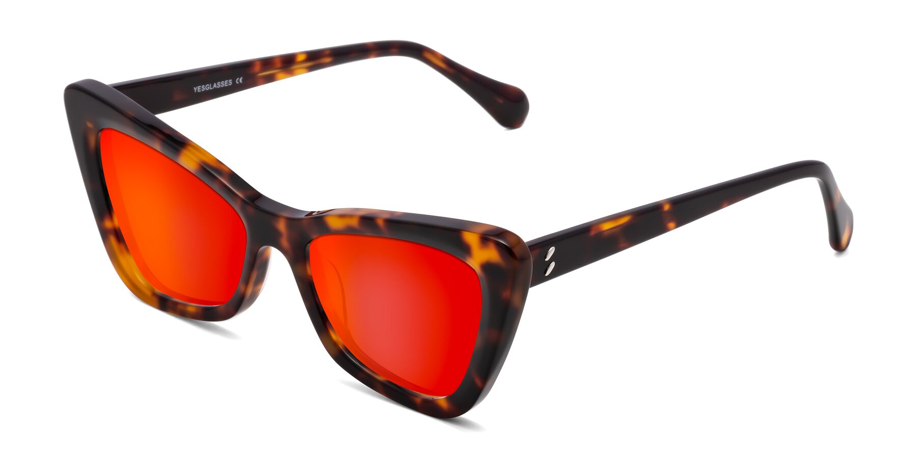 Angle of Rua in Tortoise with Red Gold Mirrored Lenses
