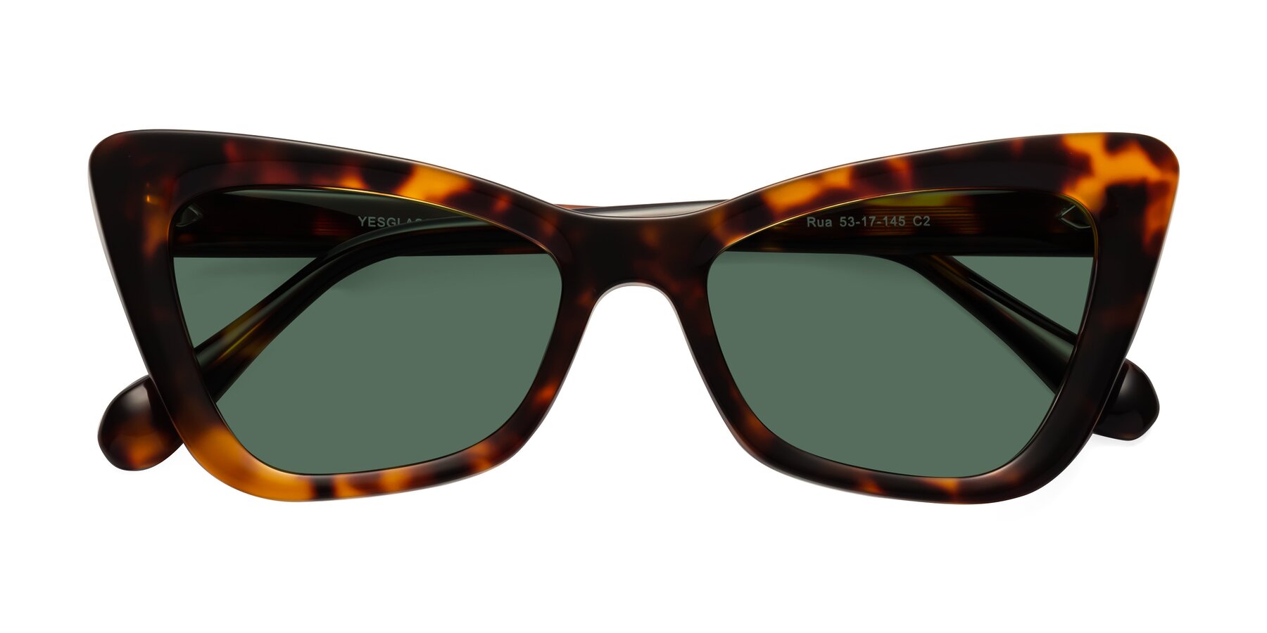 Folded Front of Rua in Tortoise with Green Polarized Lenses