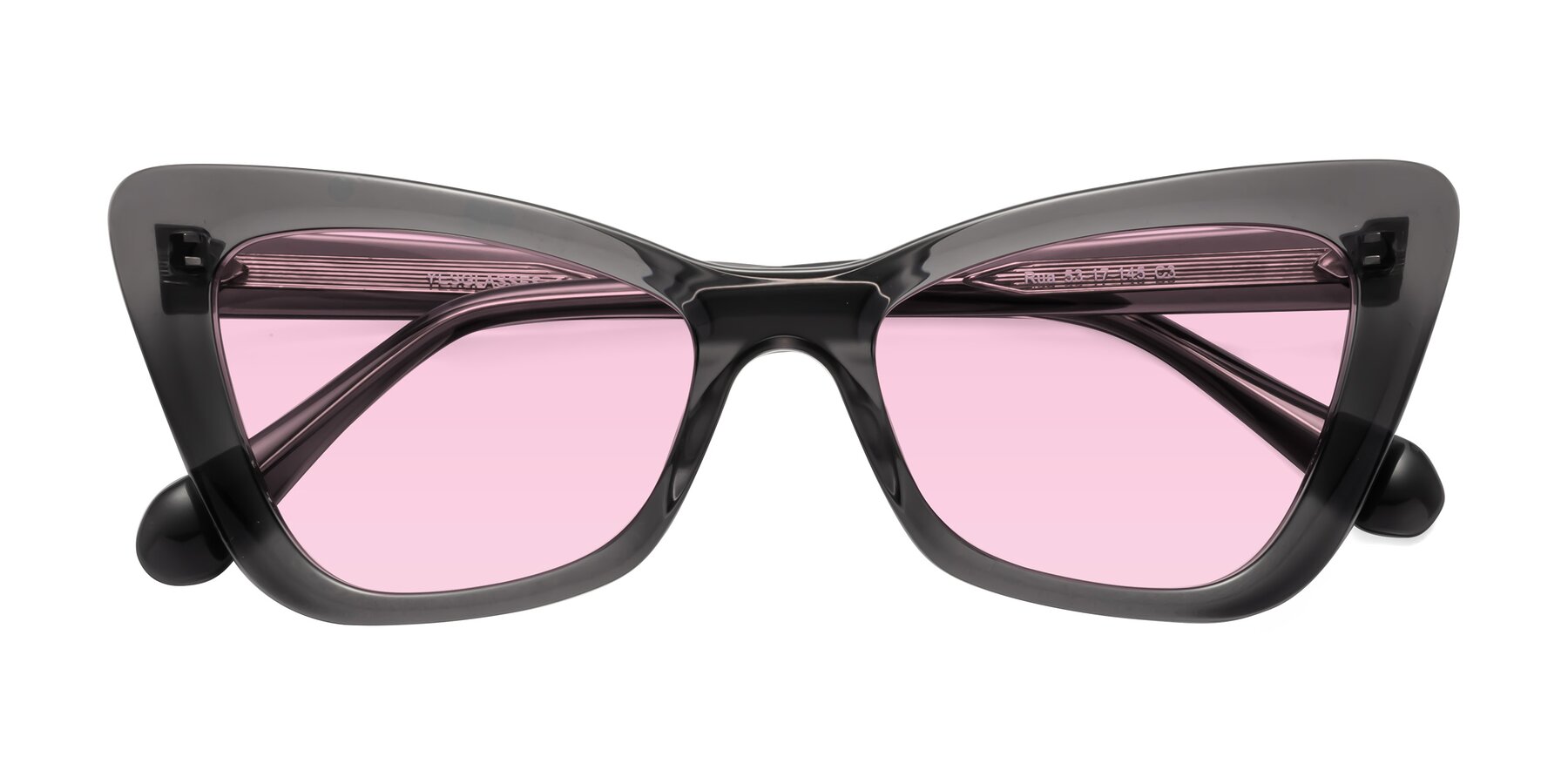 Folded Front of Rua in Gray with Light Pink Tinted Lenses