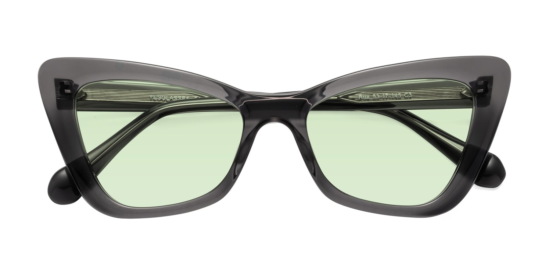 Folded Front of Rua in Gray with Light Green Tinted Lenses