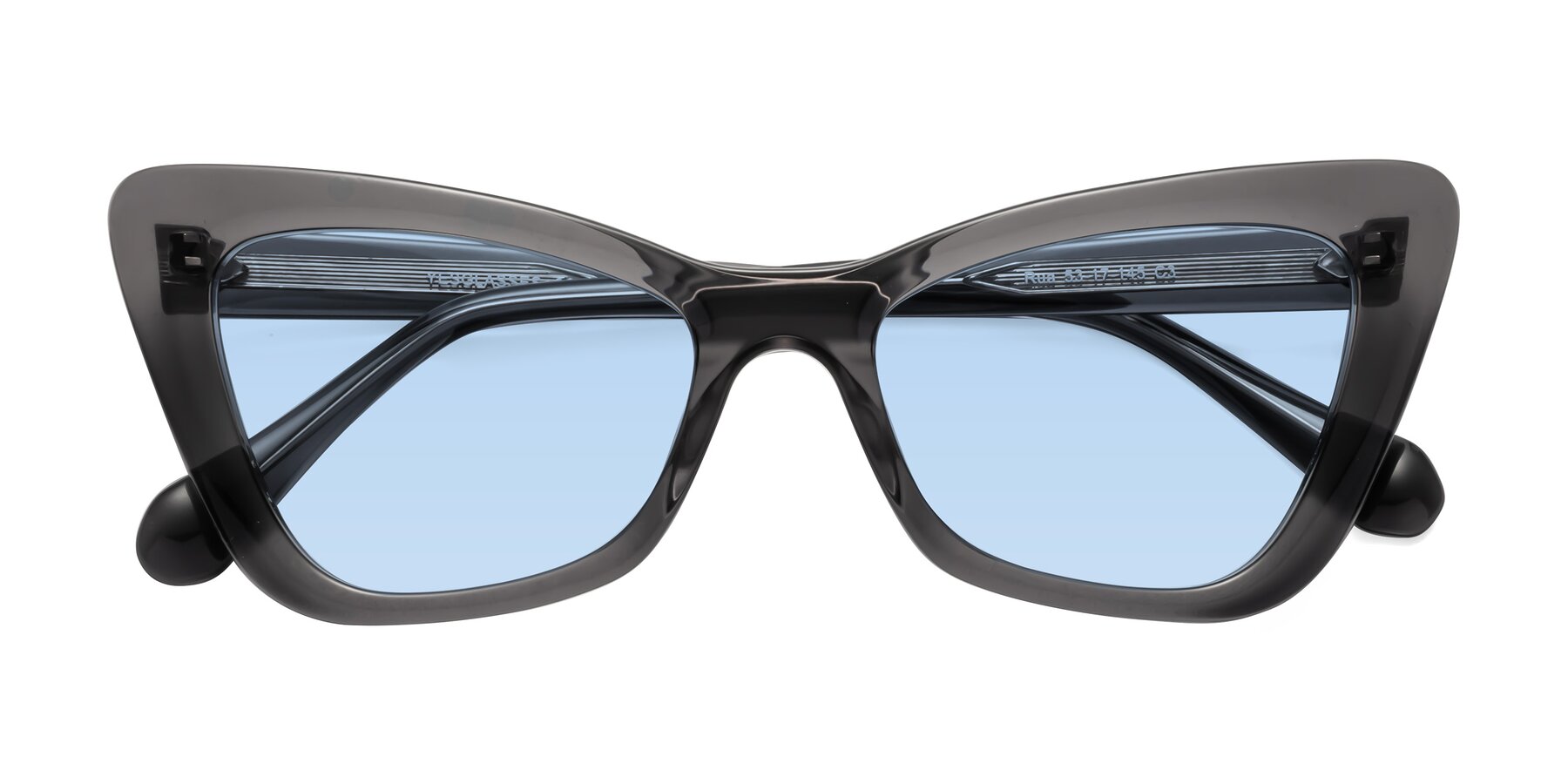 Folded Front of Rua in Gray with Light Blue Tinted Lenses