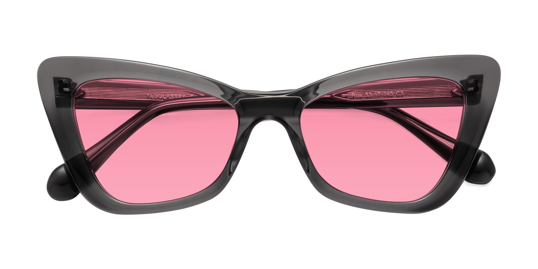 Folded Front of Rua in Gray with Pink Tinted Lenses