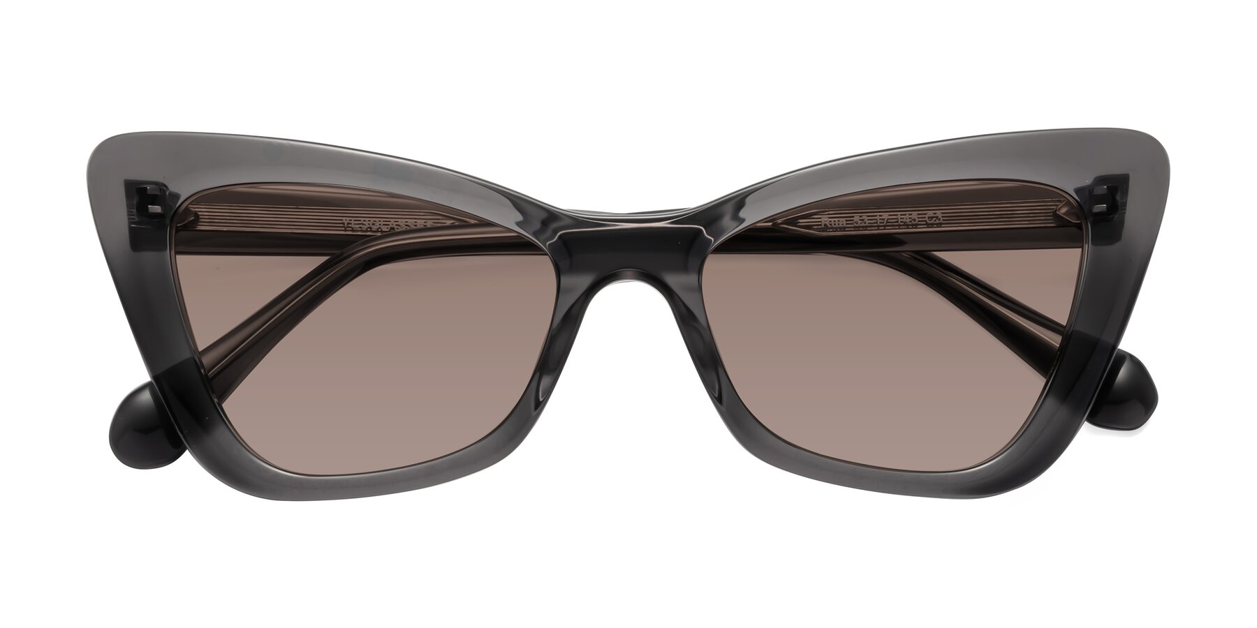 Folded Front of Rua in Gray with Medium Brown Tinted Lenses
