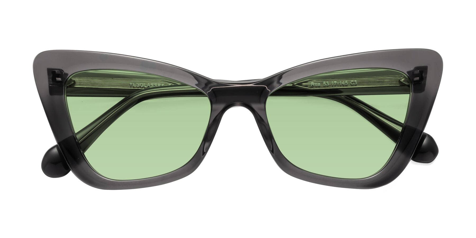 Folded Front of Rua in Gray with Medium Green Tinted Lenses