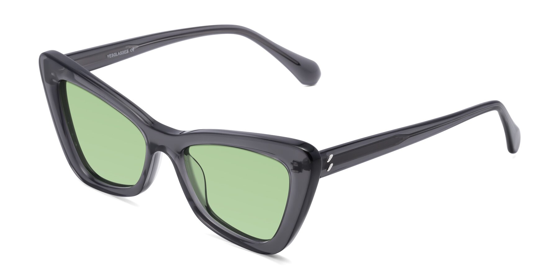 Angle of Rua in Gray with Medium Green Tinted Lenses