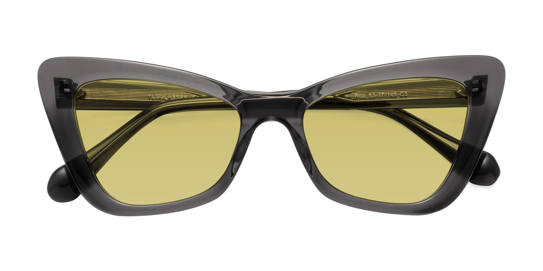 Folded Front of Rua in Gray with Medium Champagne Tinted Lenses