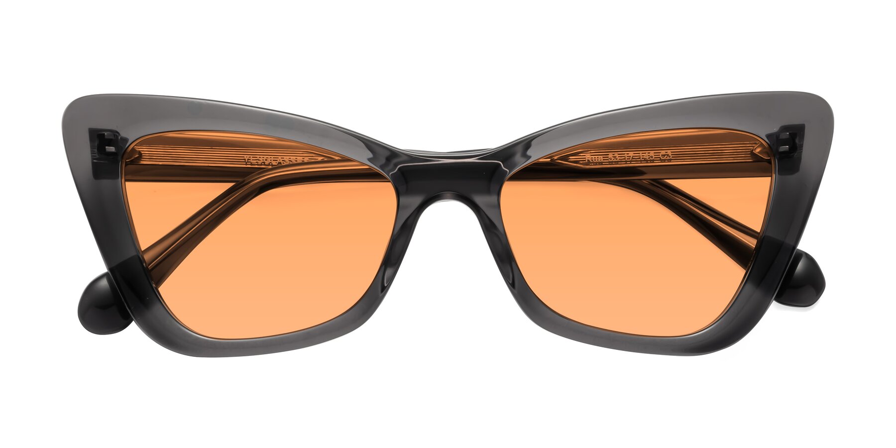 Folded Front of Rua in Gray with Medium Orange Tinted Lenses