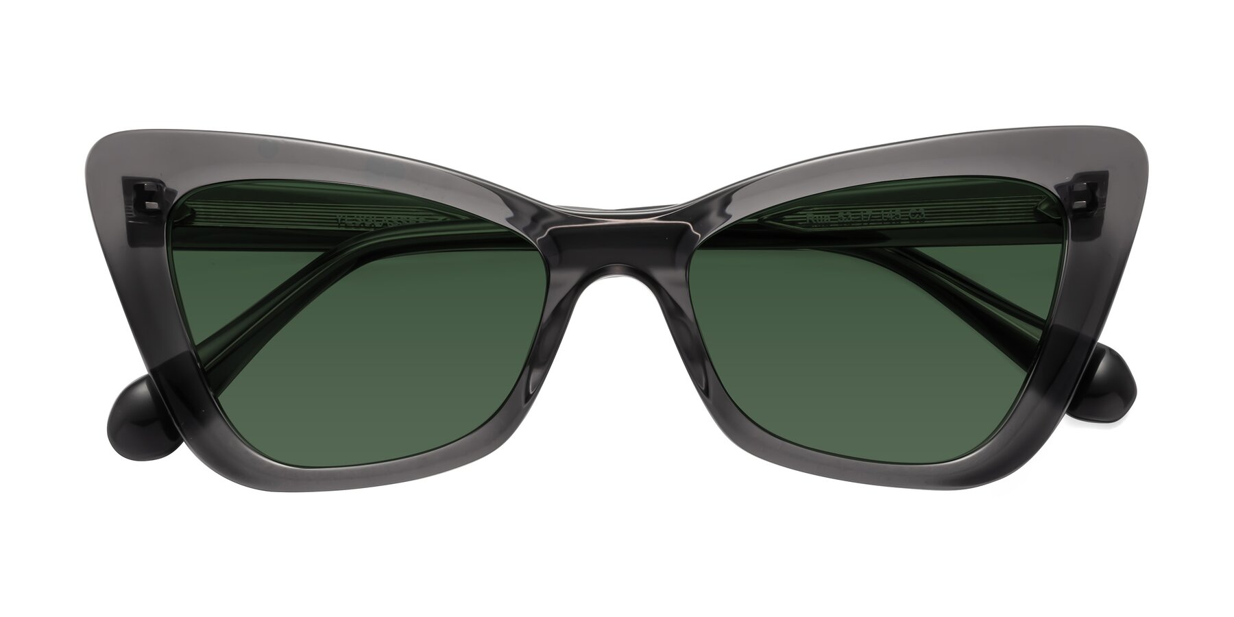 Folded Front of Rua in Gray with Green Tinted Lenses