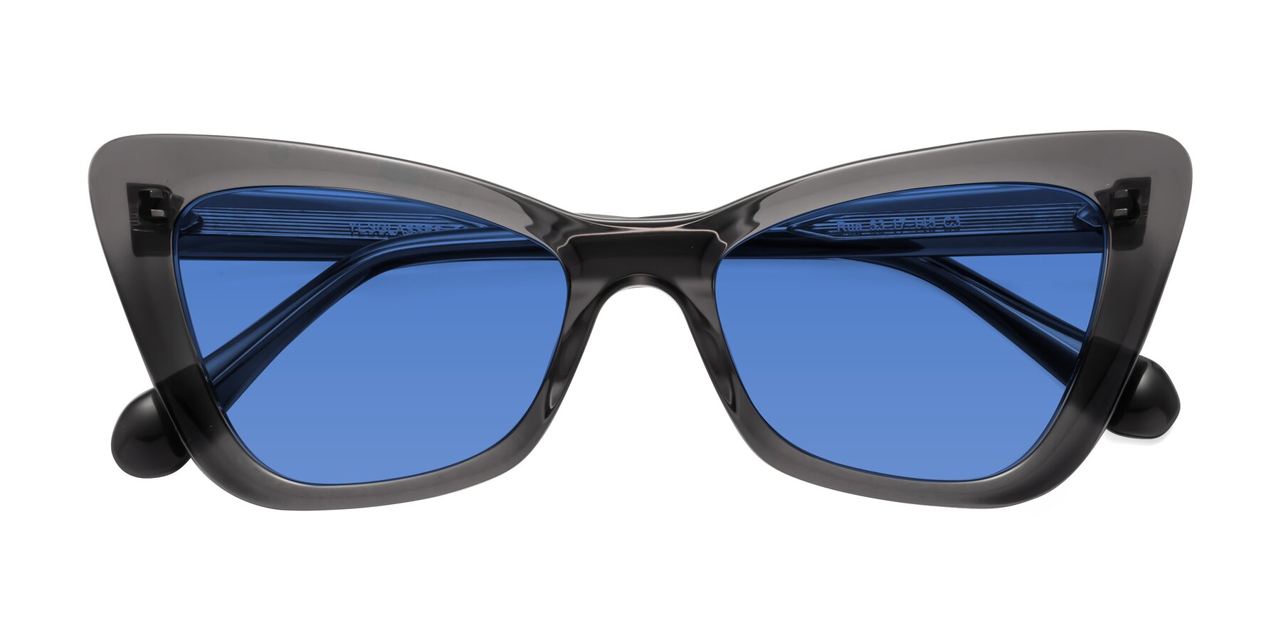 Folded Front of Rua in Gray with Blue Tinted Lenses