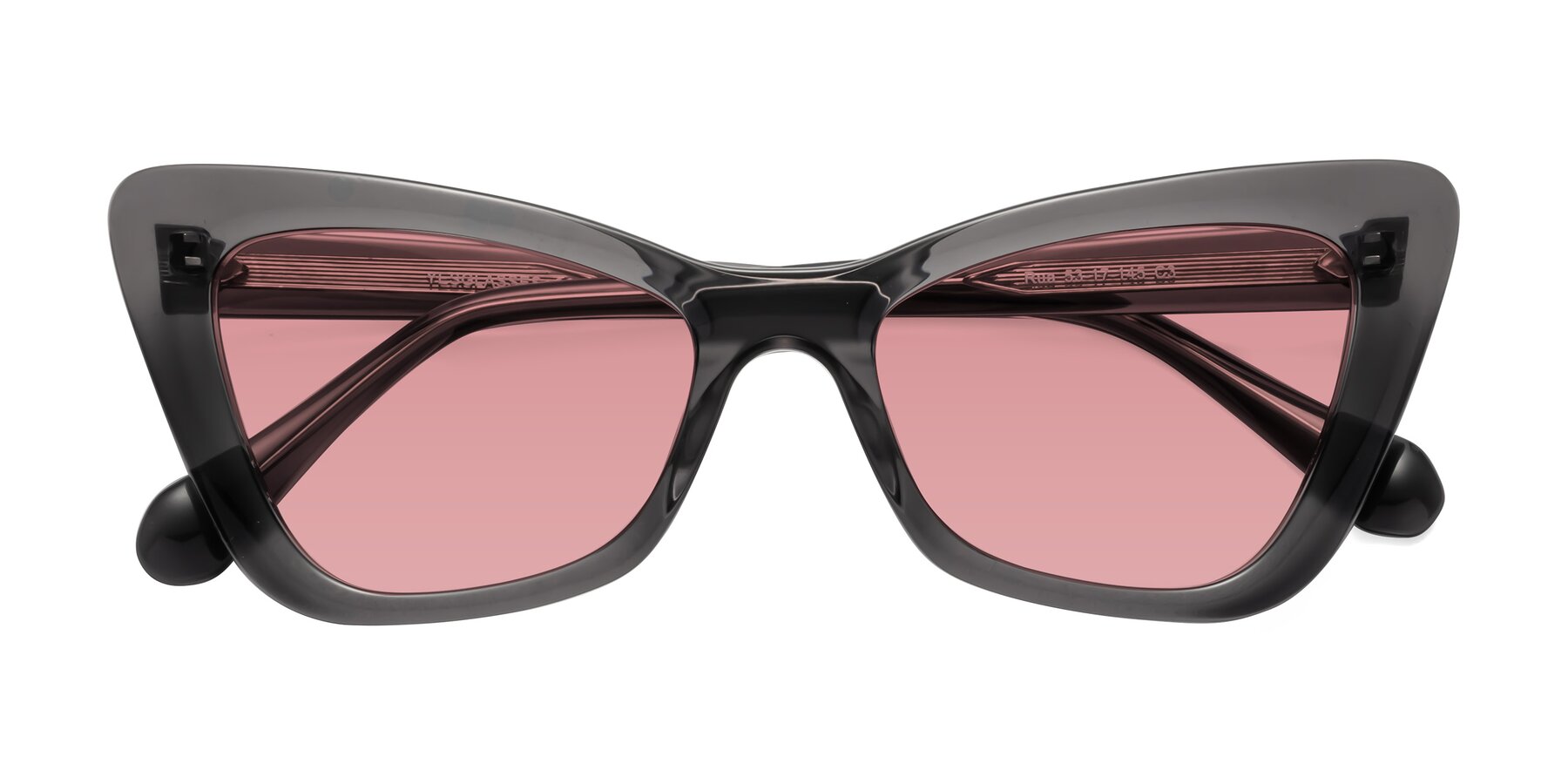 Folded Front of Rua in Gray with Medium Garnet Tinted Lenses