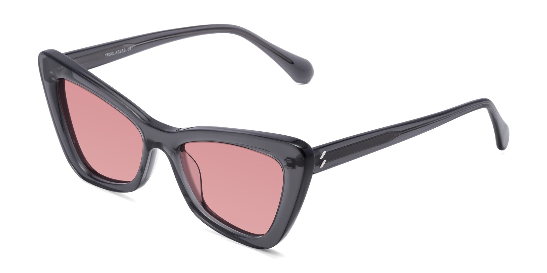 Angle of Rua in Gray with Medium Garnet Tinted Lenses