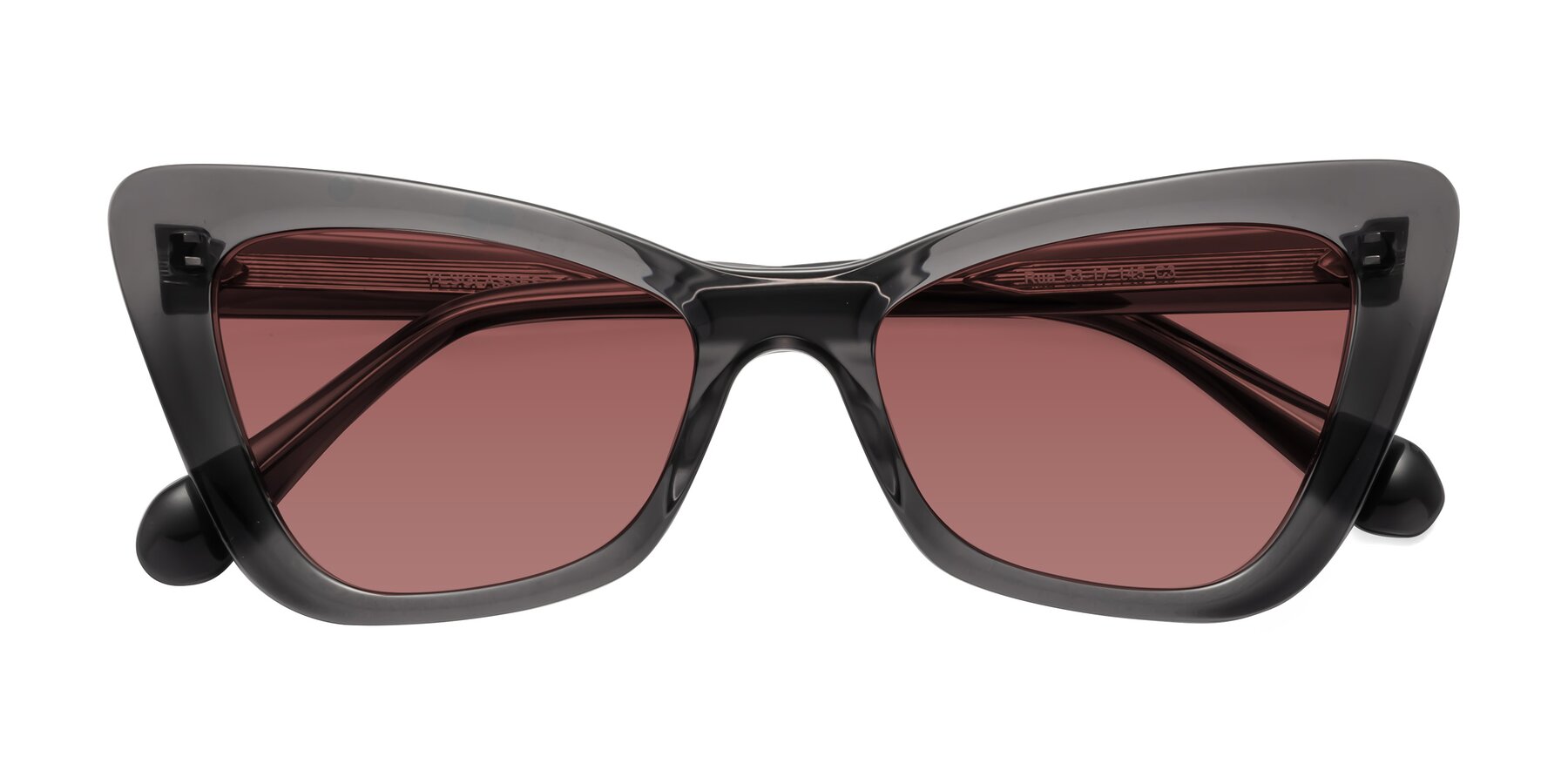 Folded Front of Rua in Gray with Garnet Tinted Lenses