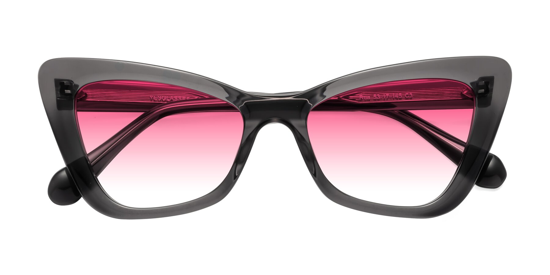 Folded Front of Rua in Gray with Pink Gradient Lenses