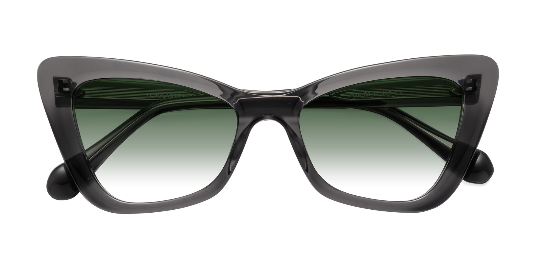 Folded Front of Rua in Gray with Green Gradient Lenses