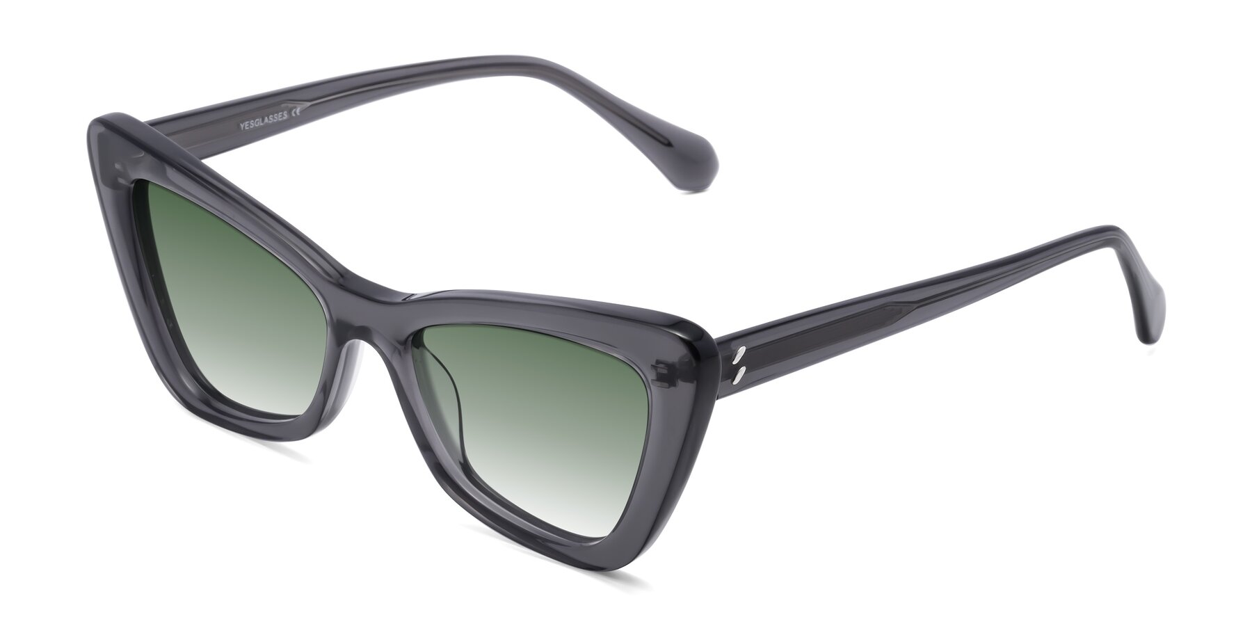 Angle of Rua in Gray with Green Gradient Lenses