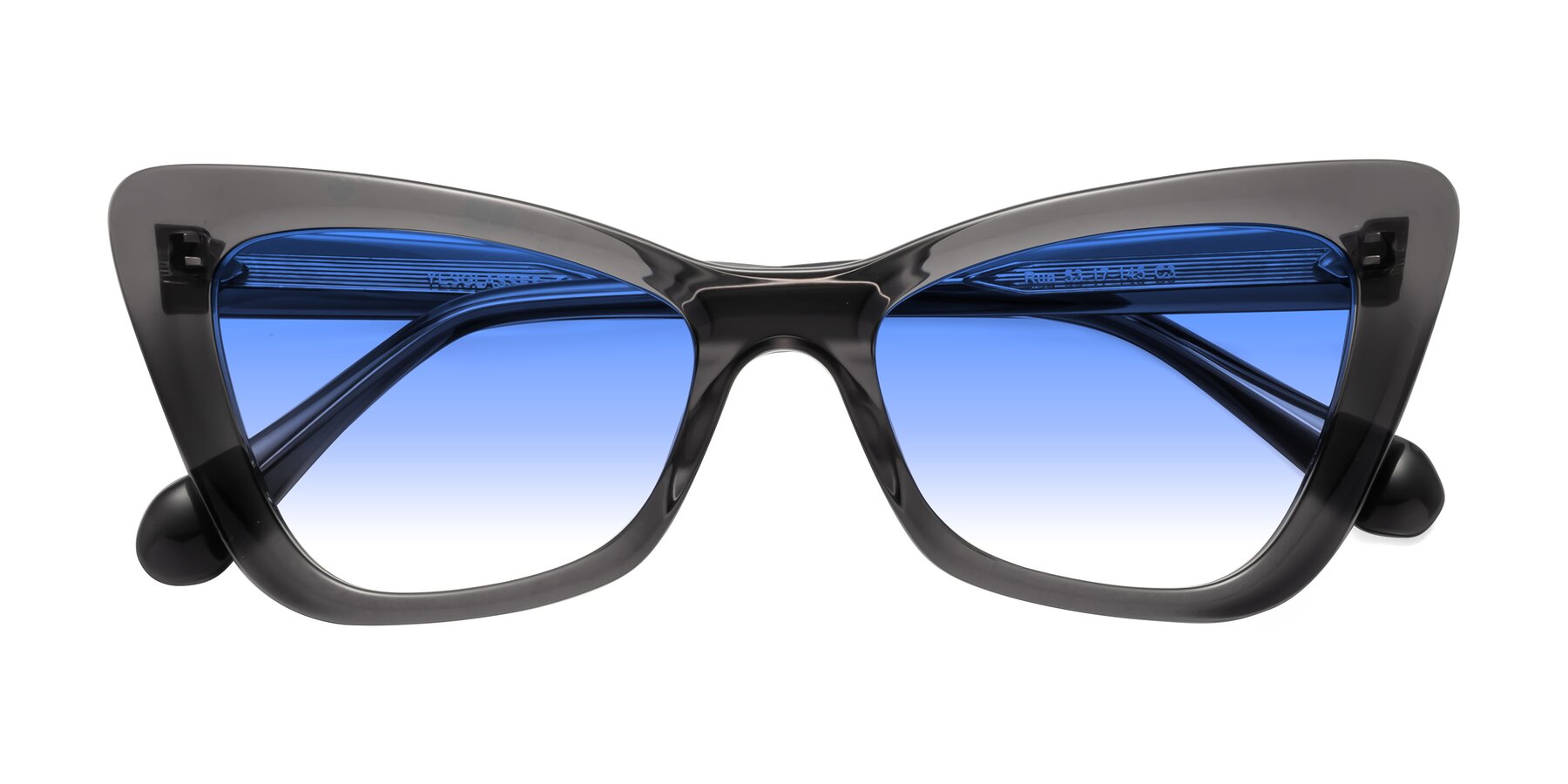 Folded Front of Rua in Gray with Blue Gradient Lenses