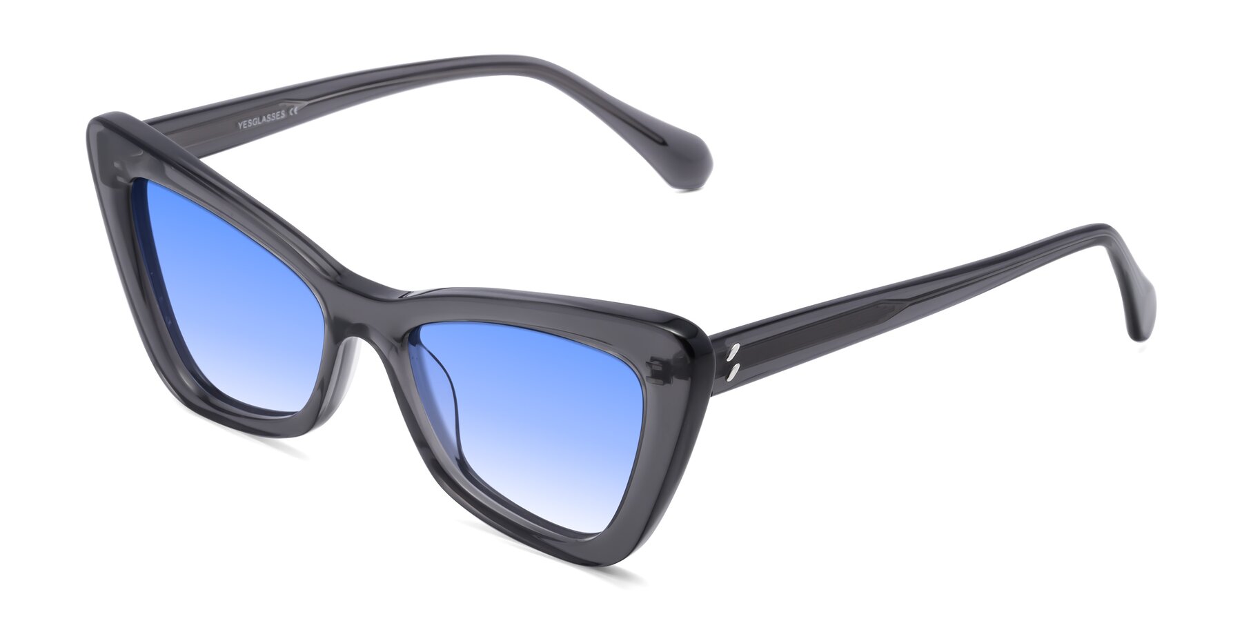 Angle of Rua in Gray with Blue Gradient Lenses