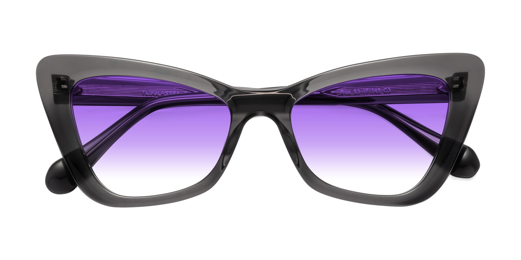 Folded Front of Rua in Gray with Purple Gradient Lenses