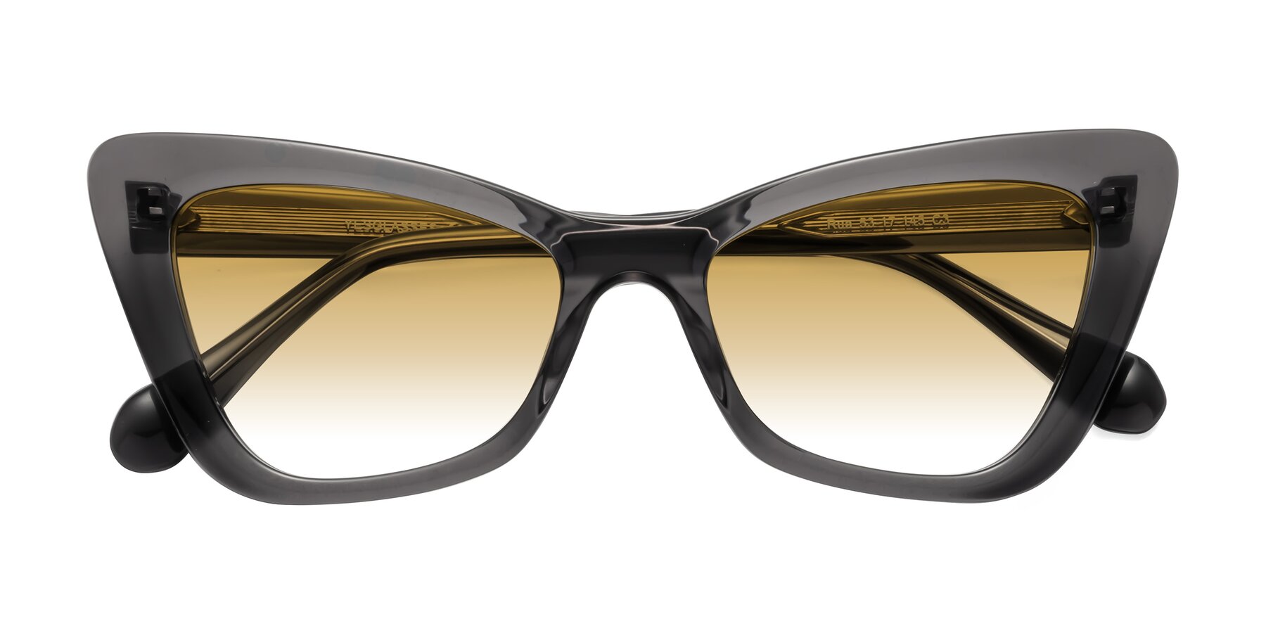 Folded Front of Rua in Gray with Champagne Gradient Lenses