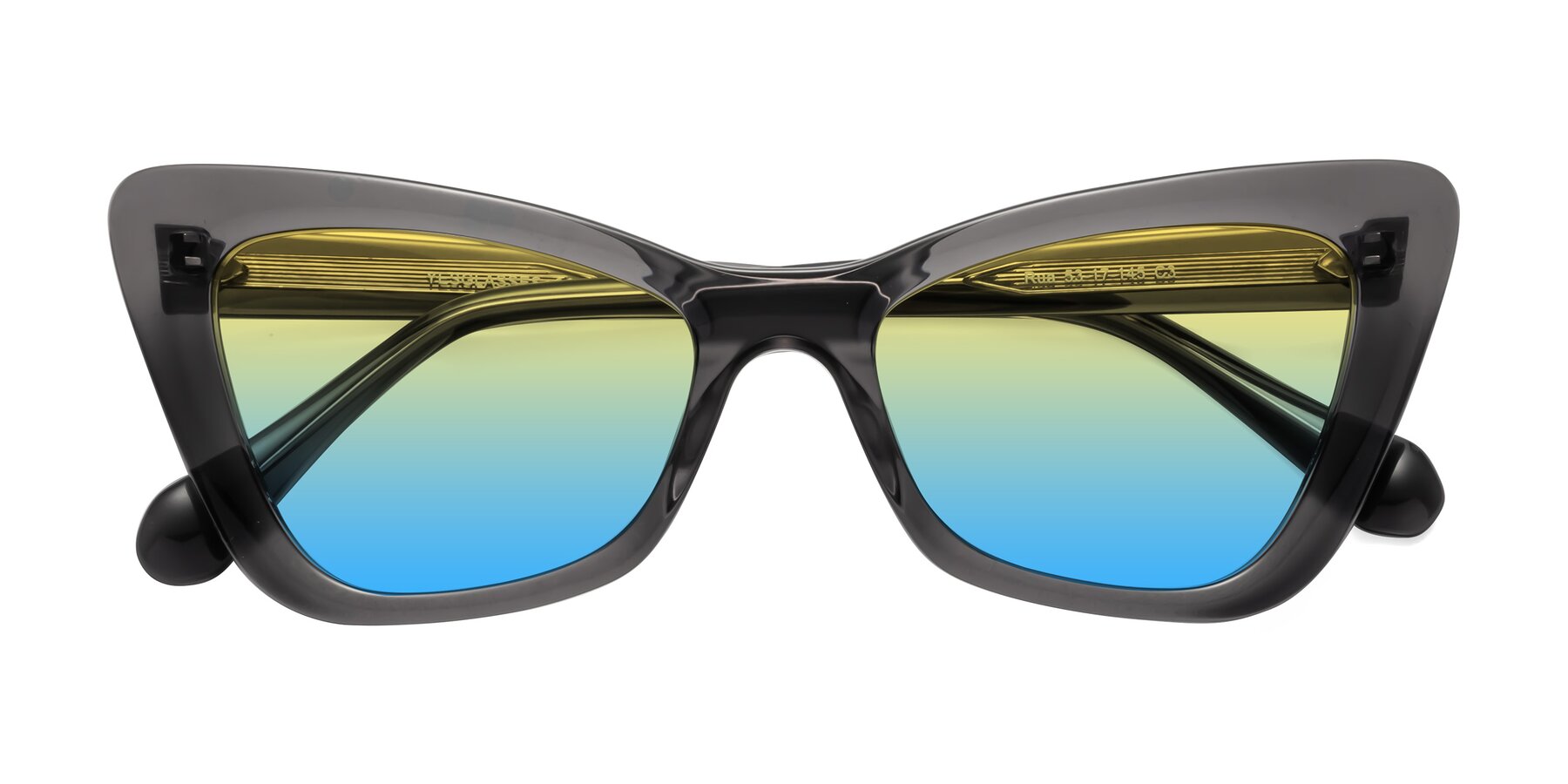 Folded Front of Rua in Gray with Yellow / Blue Gradient Lenses