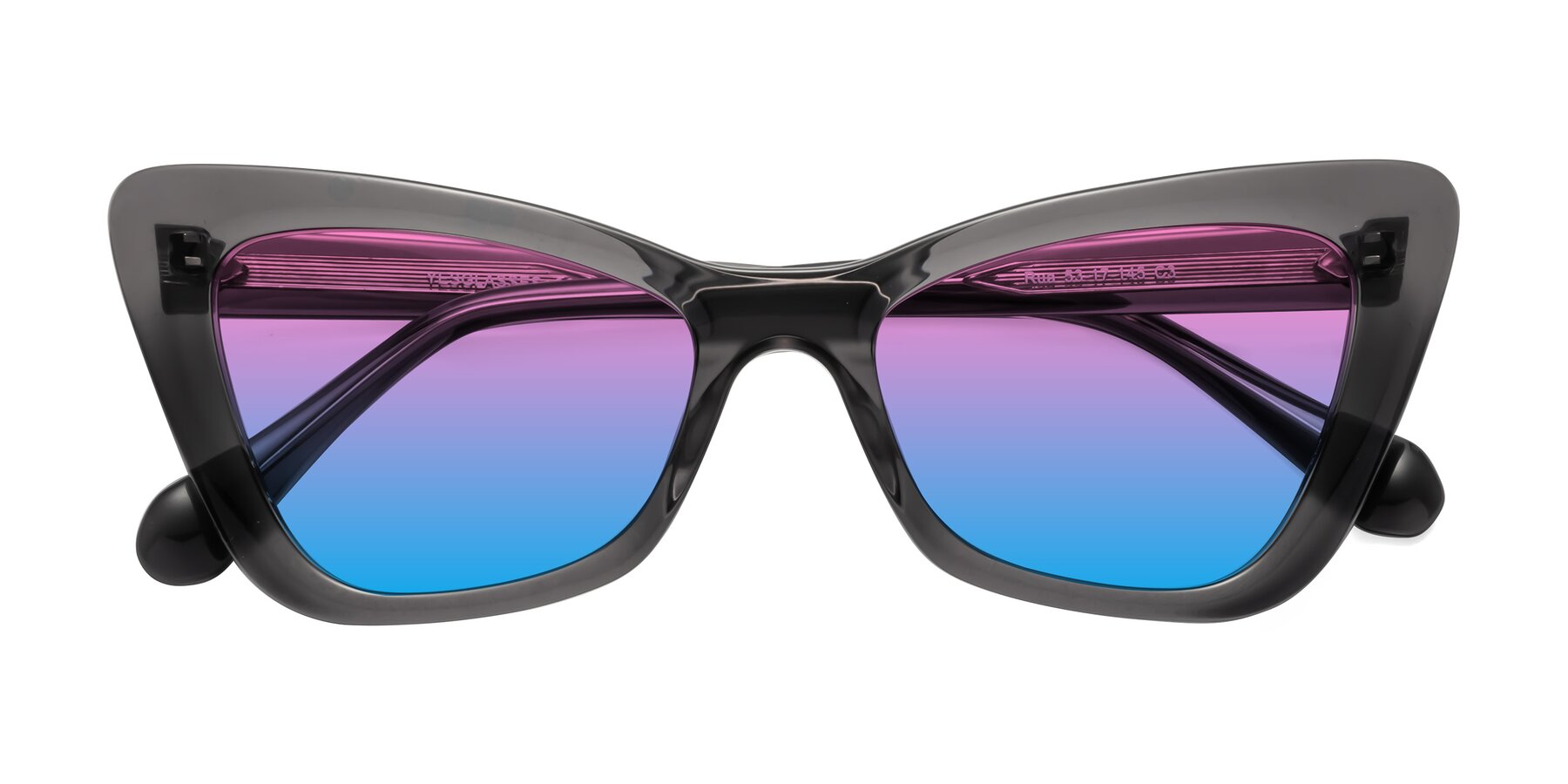 Folded Front of Rua in Gray with Pink / Blue Gradient Lenses