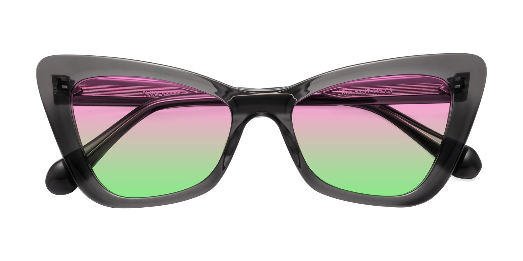 Folded Front of Rua in Gray with Pink / Green Gradient Lenses