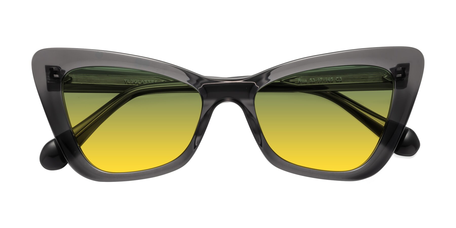 Folded Front of Rua in Gray with Green / Yellow Gradient Lenses