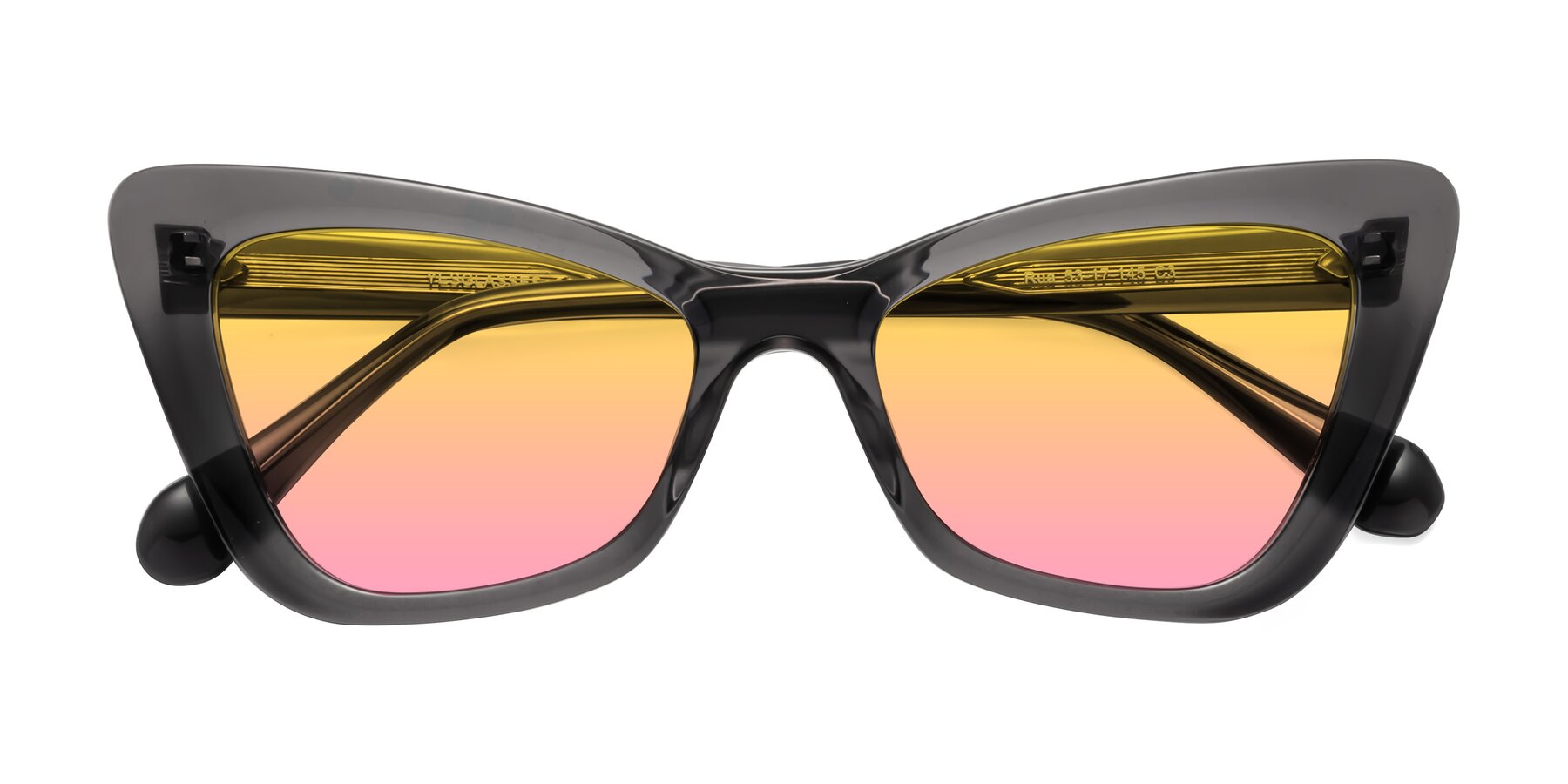 Folded Front of Rua in Gray with Yellow / Pink Gradient Lenses
