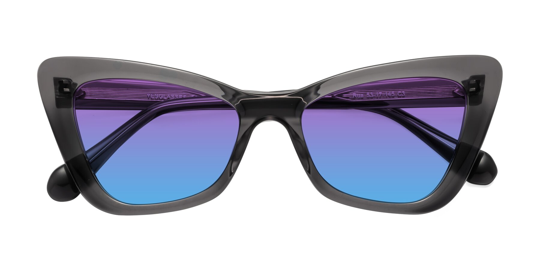 Folded Front of Rua in Gray with Purple / Blue Gradient Lenses