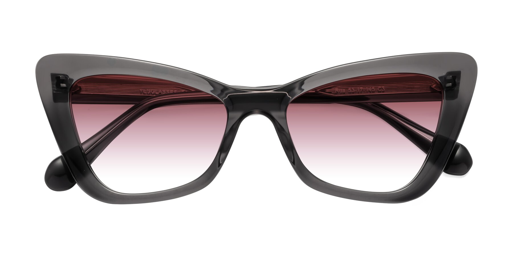 Folded Front of Rua in Gray with Garnet Gradient Lenses