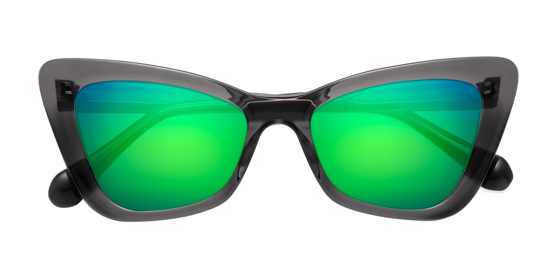 Folded Front of Rua in Gray with Green Mirrored Lenses