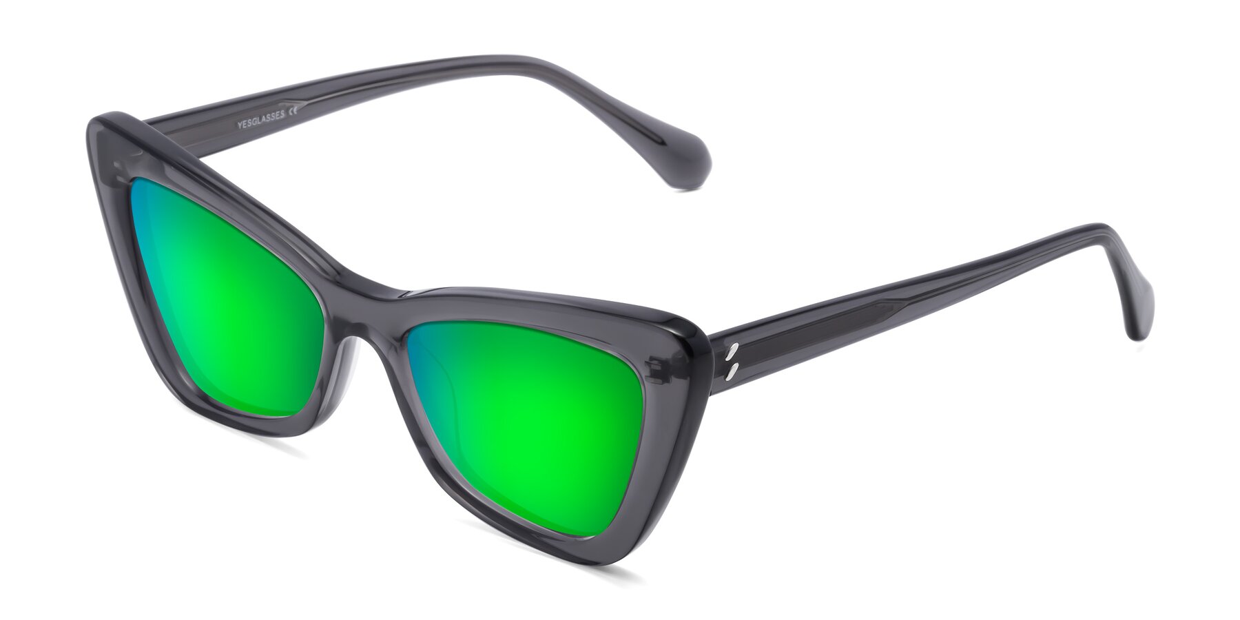 Angle of Rua in Gray with Green Mirrored Lenses