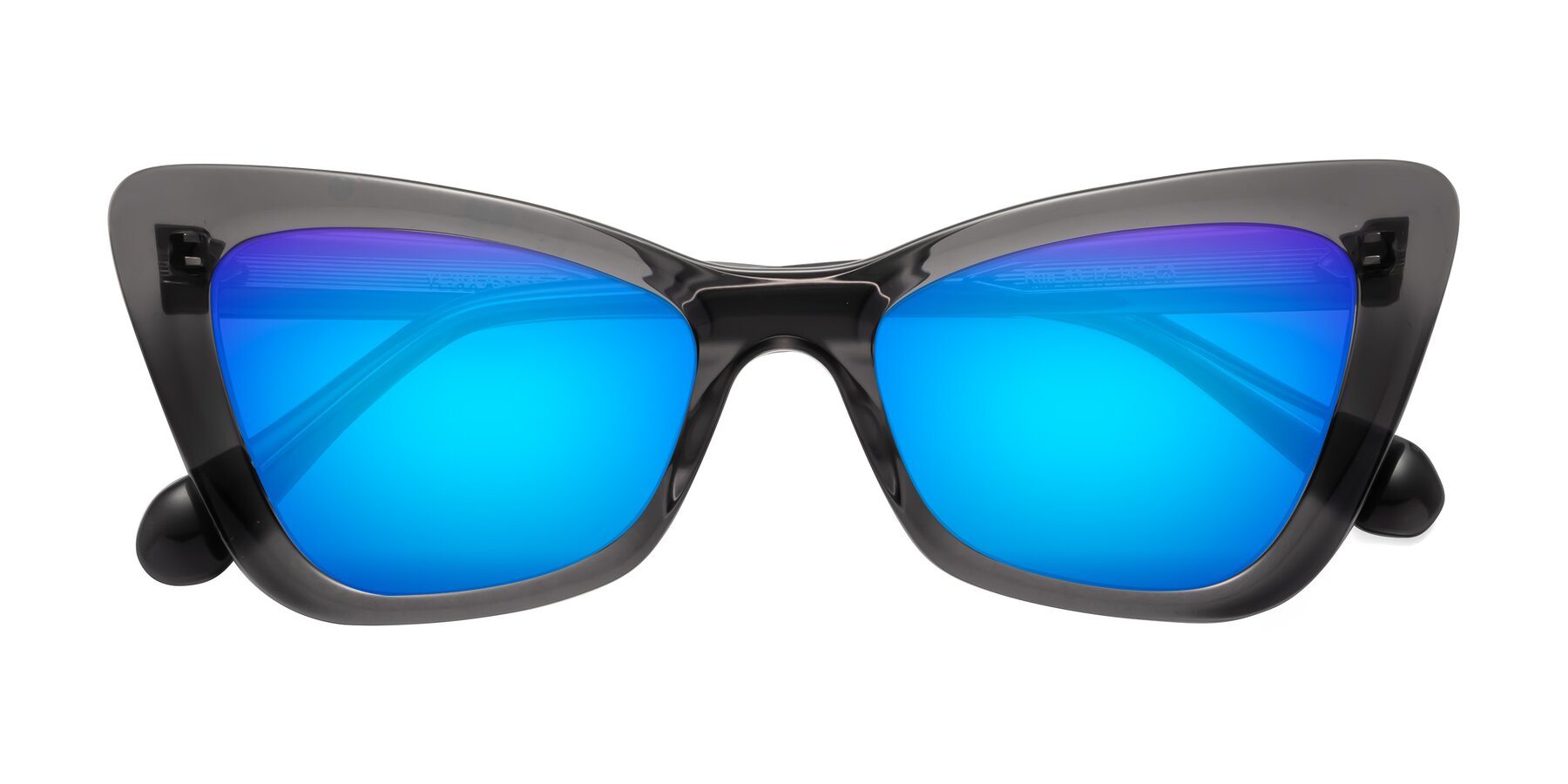 Folded Front of Rua in Gray with Blue Mirrored Lenses
