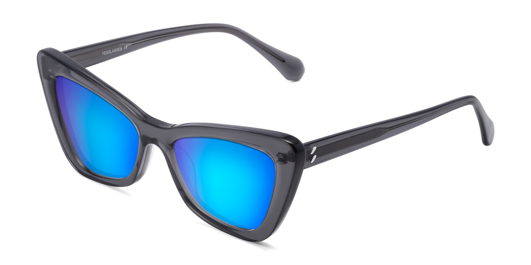 Angle of Rua in Gray with Blue Mirrored Lenses