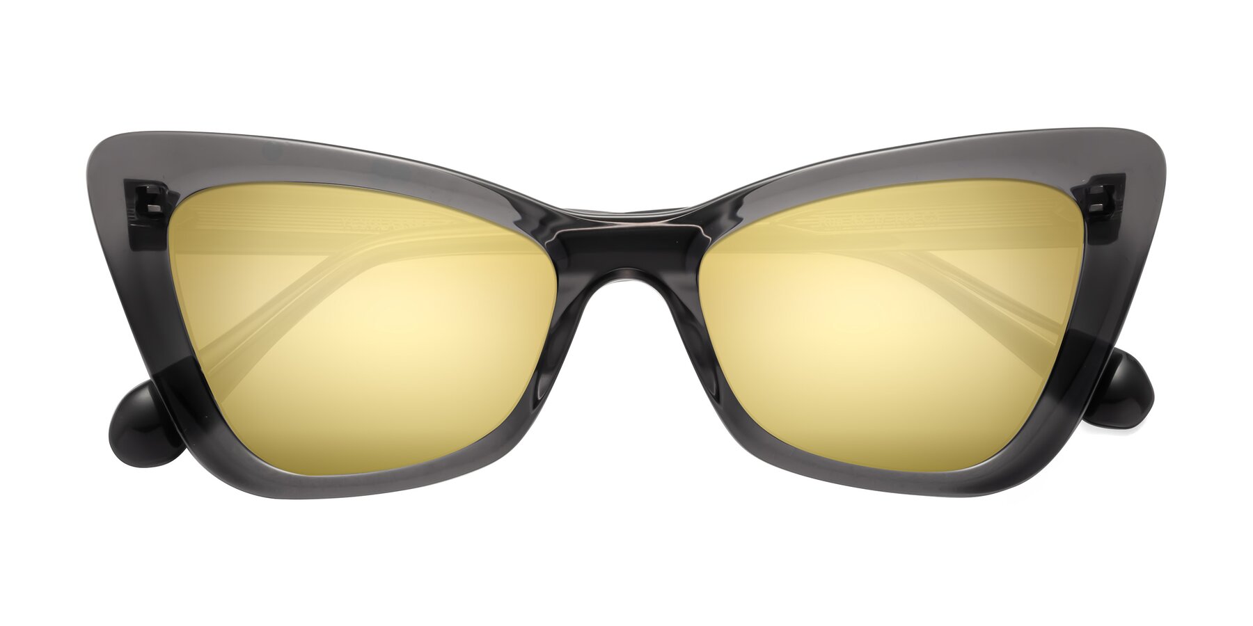 Folded Front of Rua in Gray with Gold Mirrored Lenses