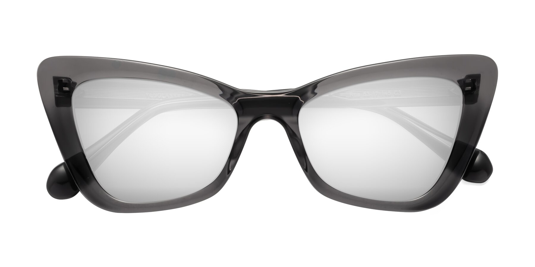 Folded Front of Rua in Gray with Silver Mirrored Lenses