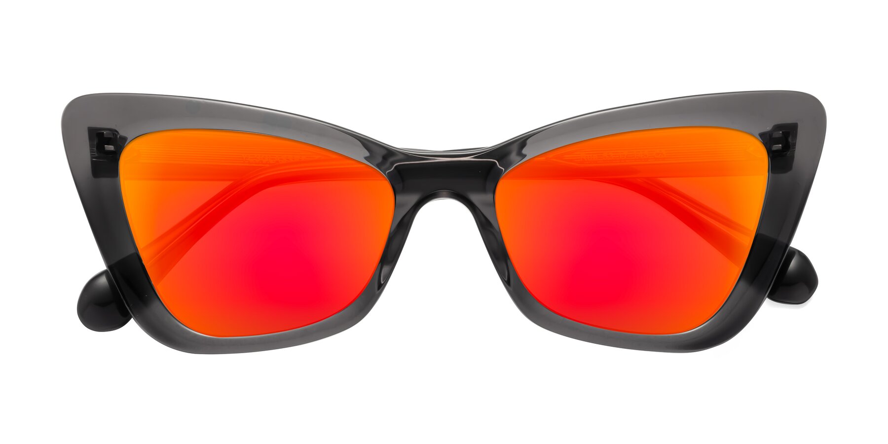 Folded Front of Rua in Gray with Red Gold Mirrored Lenses