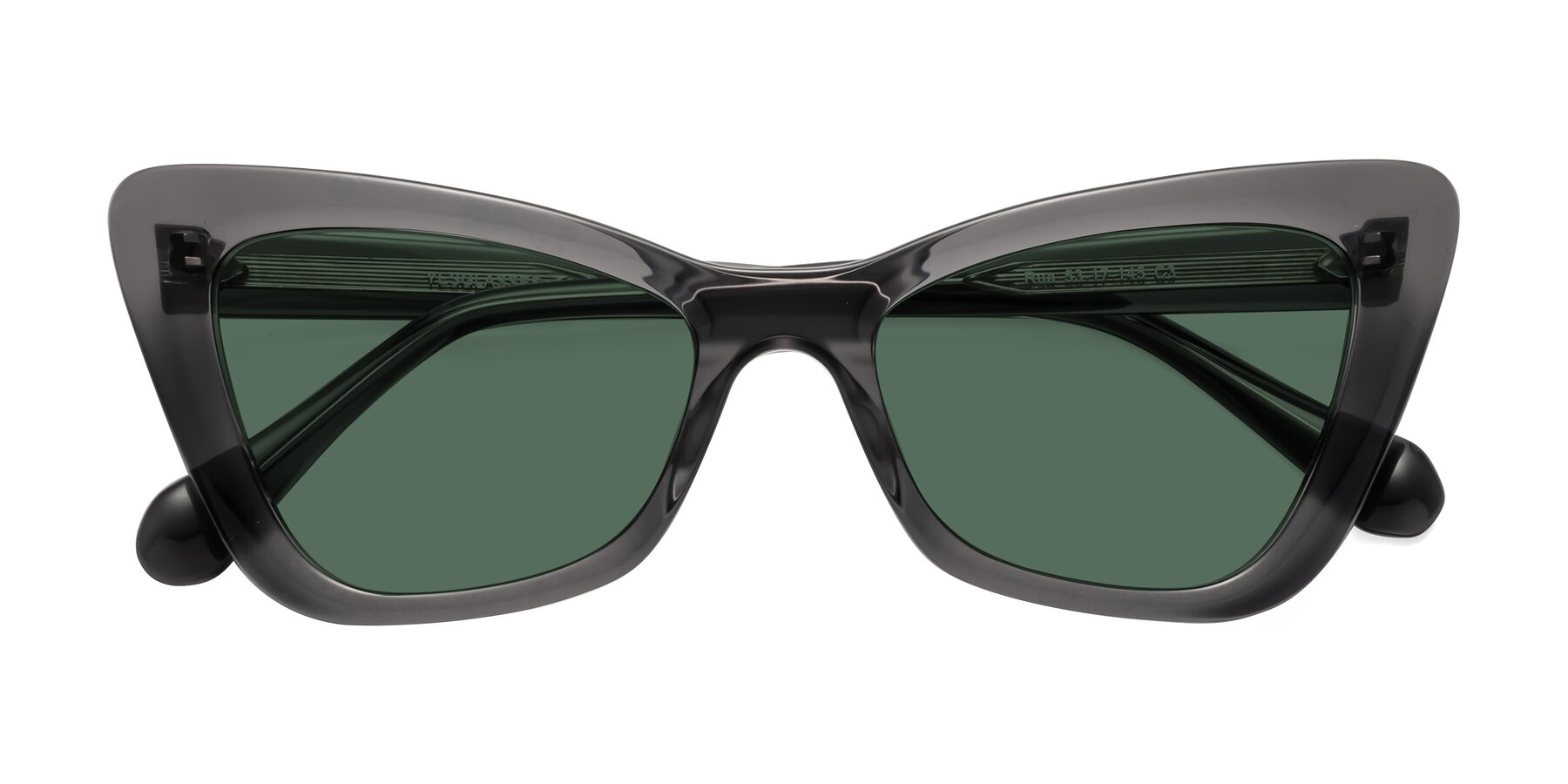 Folded Front of Rua in Gray with Green Polarized Lenses